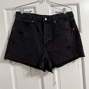 NWT Black Distressed Denim Shorts